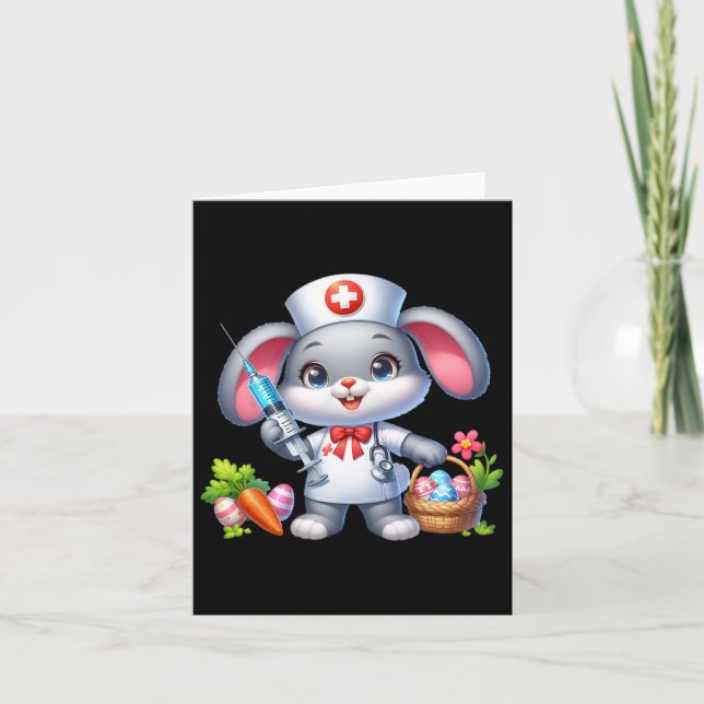 Carte Infirmière Bunny Jour de Pâques Stethoscope Rabbit (Devant)