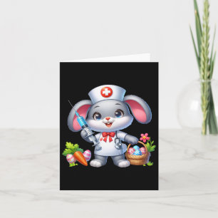 Carte Infirmière Bunny Jour de Pâques Stethoscope Rabbit