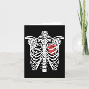 Carte Infirmière cœur et cage thoracique squelette drôle
