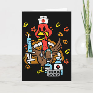 Carte Infirmière de dinde de Thanksgiving automne scrub
