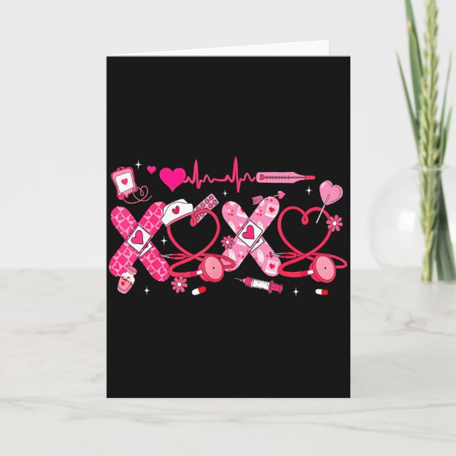 Carte Infirmière de la Saint-Valentin Xoxo Stéthoscope R (Devant)