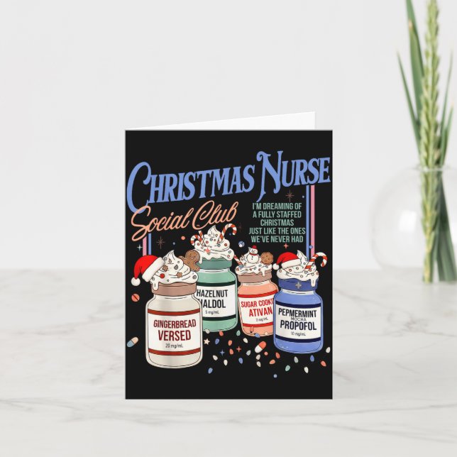 Carte Infirmière de Noël rétro sociale infirmière de réa (Devant)