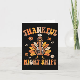 Carte Infirmière de nuit reconnaissante groovy Thanksgiv