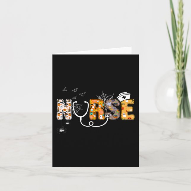 Carte Infirmière d'Halloween avec Citrouille Boo Spider  (Devant)