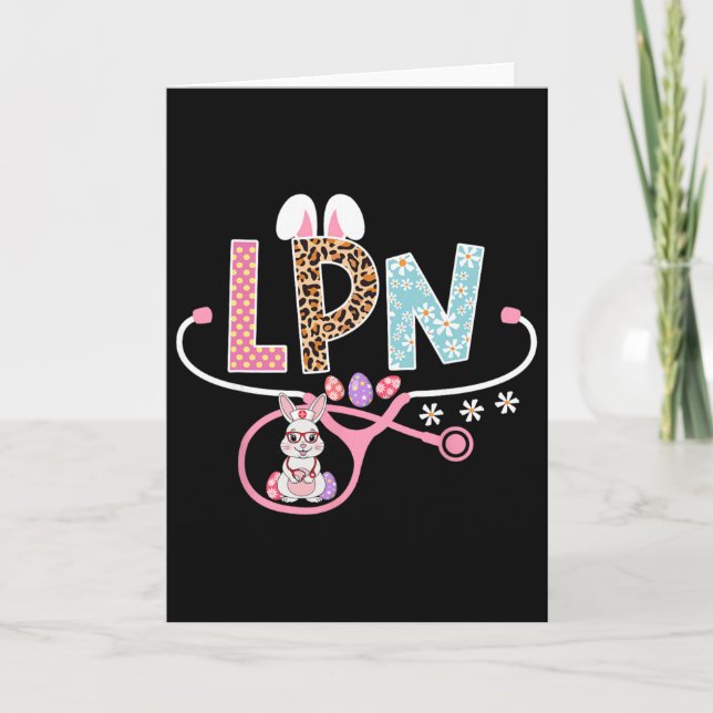 Carte Infirmière diplômée Lpn Lapin de Pâques Stéthosc (Devant)