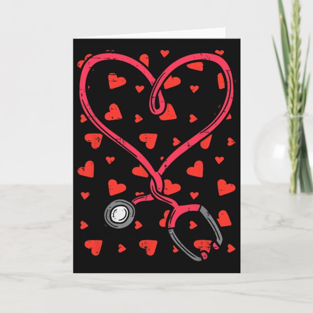 Carte Infirmière drôle Saint Valentin Cœur Stéthoscope S (Devant)