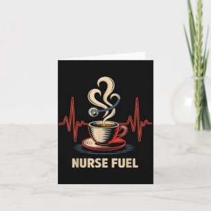 Carte Infirmière ECG café drôle énergie caféine amour de