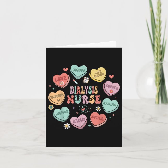 Carte Infirmière en dialyse rétro Saint-Valentin Cœur Fe (Devant)