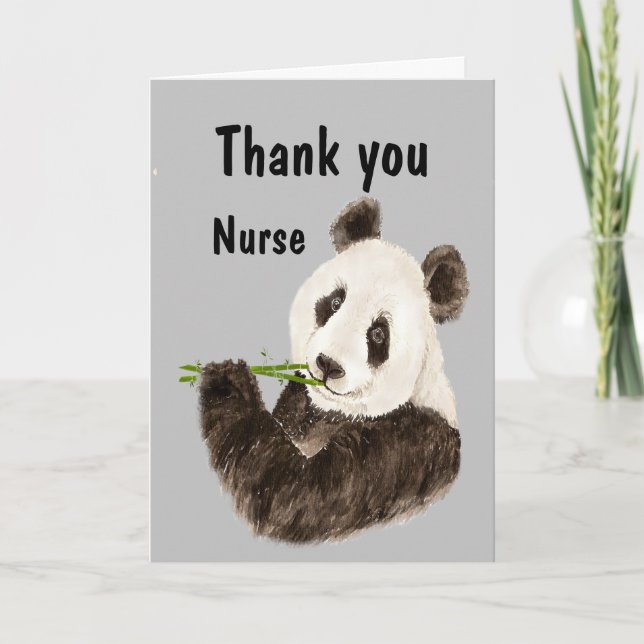 Carte Infirmière en Merci avec Ours de Panda drôle (Devant)