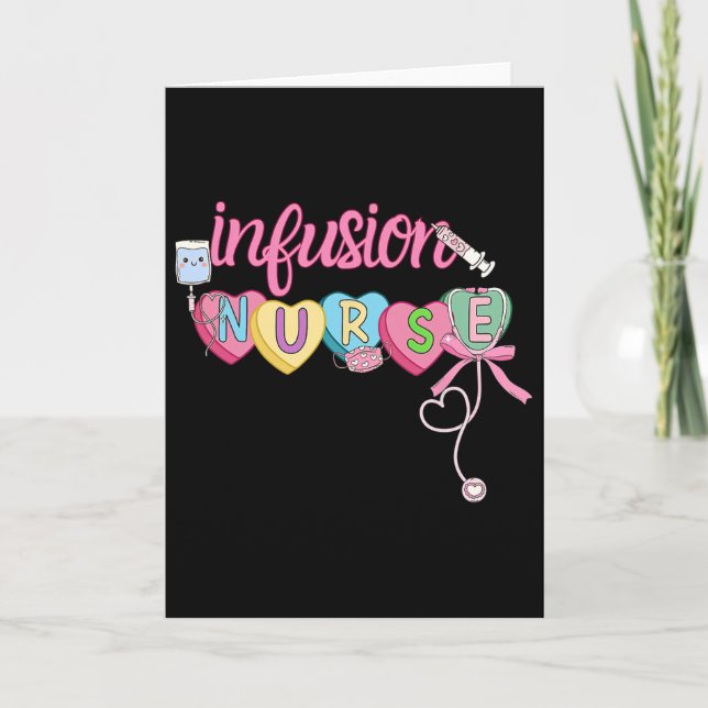 Carte Infirmière en perfusion de bonbons en forme de cœu (Devant)