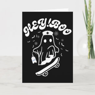 Carte Infirmière fantôme cool Hey Boo drôle d'Halloween