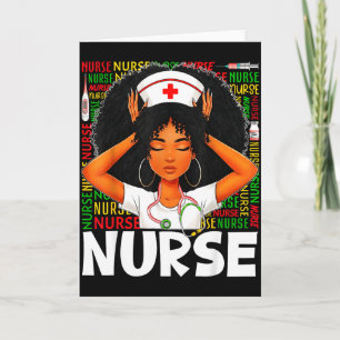 Carte Infirmière Histoire Noire Afro Mélanine Femme Rn C