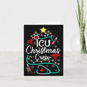 Carte Infirmière Icu Équipage de Noël Infirmière Arbre d