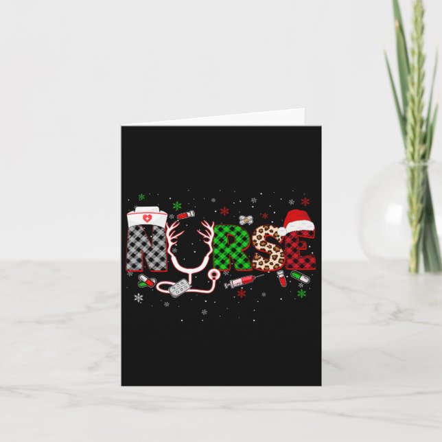 Carte Infirmière Léopard Plaid Noël Noël Noël Rn Cna Icu (Devant)