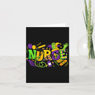 Carte Infirmière Mardi Gras Perles de Carnaval Médical S