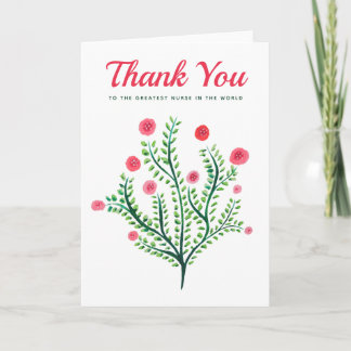 Carte Infirmière Merci aquarelle Floral