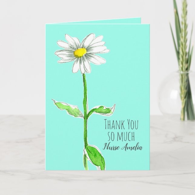 Carte Infirmière Merci Daisy Flower Soins de santé (Devant)