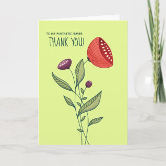 Carte Infirmière Merci Fleurs de printemps Art botanique