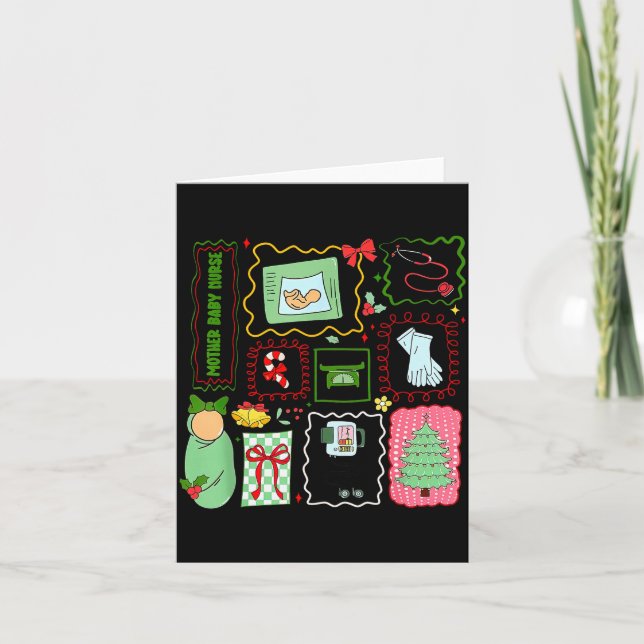 Carte Infirmière Mère Bébé Timbre de Noël Stpartum Mater (Devant)