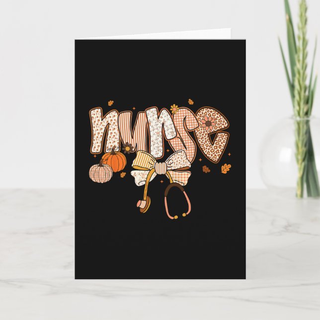 Carte Infirmière mignonne coquette noeud stéthoscope aut (Devant)