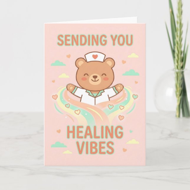 Carte Infirmière mignonne vous envoyant des vibrations d (Devant)