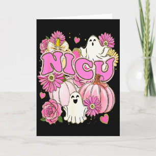 Carte Infirmière Nicu Halloween Rose Fleur Fantôme Citro