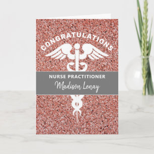 Carte Infirmière Praticien Rose d'études Gold Nom