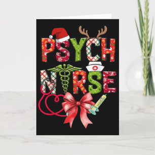 Carte Infirmière psychologue Noël Mignon Coquette Nœud d