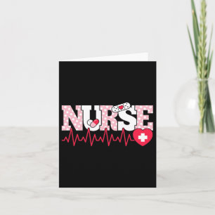 Carte Infirmière rose mignonne battement de coeur