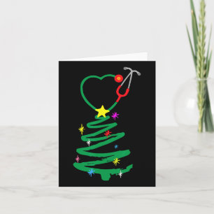 Carte Infirmière sapin de Noël Stethoscope Infirmières X