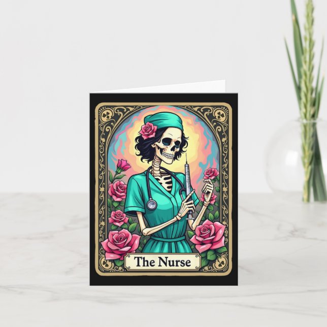 Carte Infirmière Skeleton Tarot Card Funny Infirmière in (Devant)