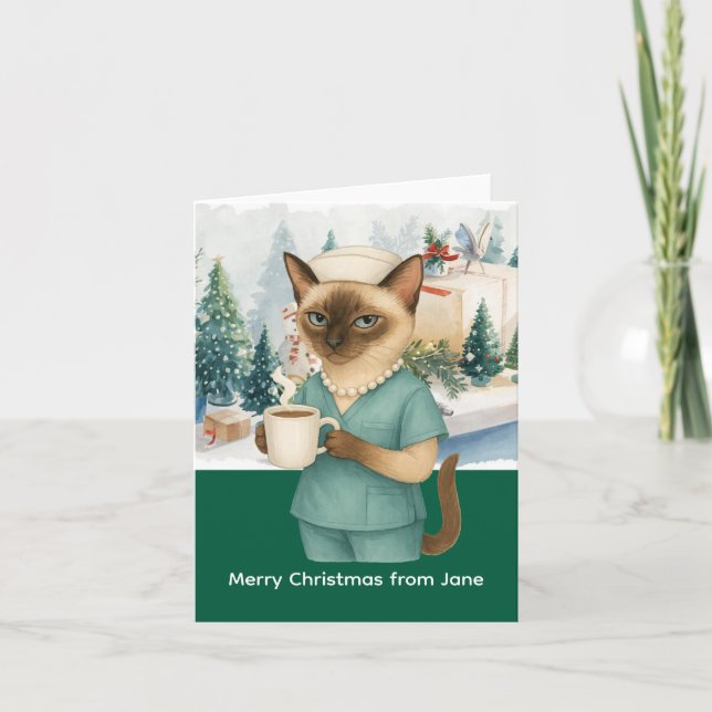 Carte Infirmière temps de Noël sur le lieu de travail (Devant)