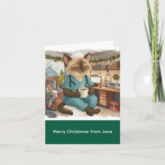 Carte Infirmière temps de Noël sur le lieu de travail (Devant)