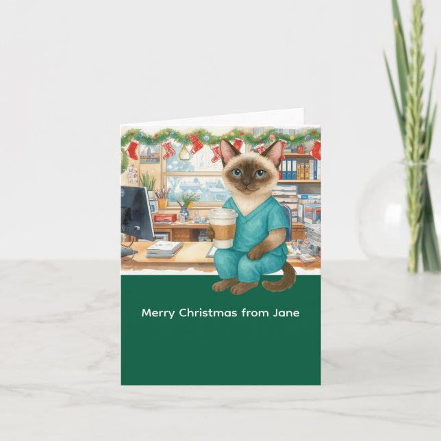 Carte Infirmière temps de Noël sur le lieu de travail (Devant)