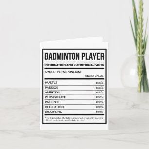Carte Information Du Joueur De Badminton Et Faits Nutrit