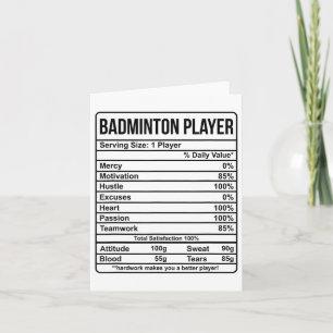 Carte Information Du Joueur De Badminton Et Faits Nutrit