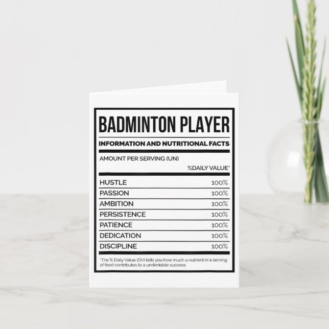 Carte Information Du Joueur De Badminton Et Faits Nutrit (Devant)