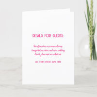 Informations mariage Invités Pink White Minimalist
