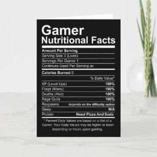 Carte Informations nutritionnelles de joueur Cool joueur