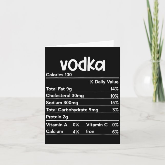 Carte Informations nutritionnelles sur la vodka Thanksgi (Devant)