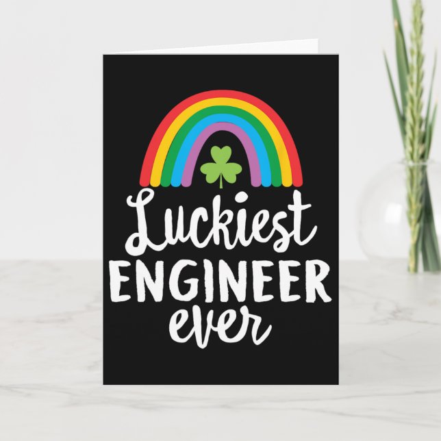 Carte Ingénieur le plus chanceux Saint Patrick Shamrocks (Devant)