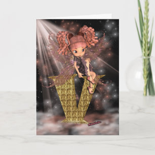 Carte initiale d'anniversaire V, jolie petite fée