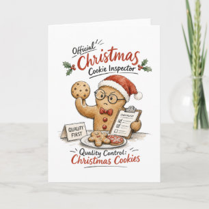 Carte Inspecteur de biscuits de Noël Aquarelle