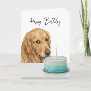 Carte Inspecteur de gâteau d'anniversaire de Golden Retr
