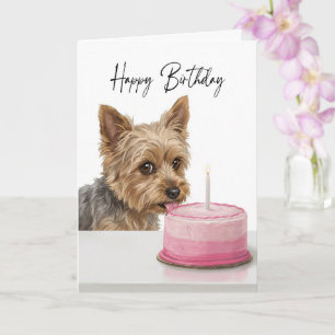 Carte Inspecteur de gâteau d'anniversaire Yorkie