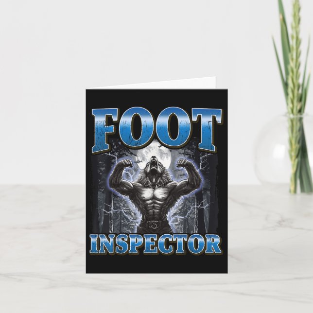 Carte Inspecteur de pied Funny Werewolf Mème (Devant)