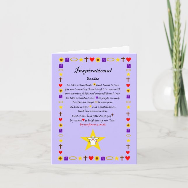 Carte Inspiration "Be Like" Poem Grey Card Purple (Devant)
