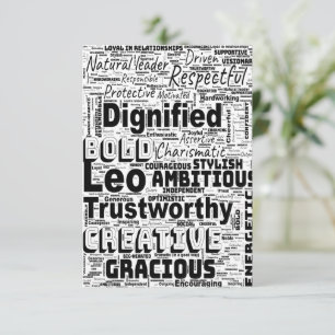 Carte Inspiration de nuage de mots du zodiaque Léo Salut