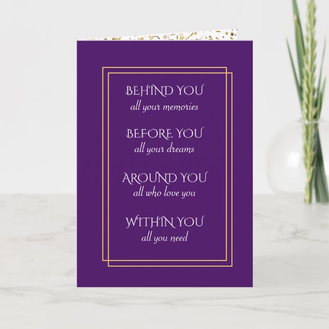 Carte Inspiration de remise de diplôme Violet et Or (Devant)