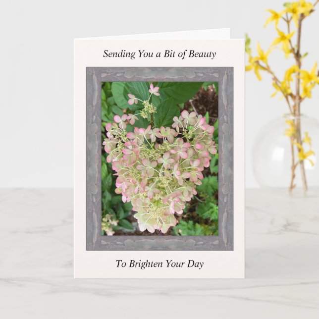 Carte Inspiration Get Well avec Hydrangea rose (Fleur jaune)